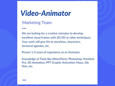 Animation Job Posting 3d animation app branding design graphic design icon illustration job job opening logo motion graphics typography ui ux vector video