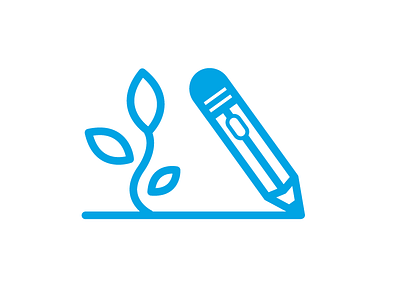 an idea is born blue icon line pencil plant vector