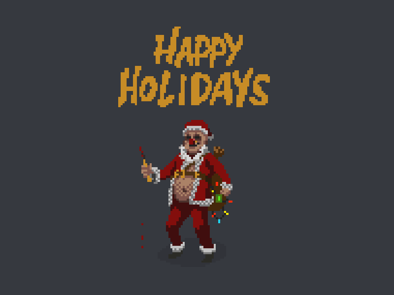 Dead by Daylight Pixel Art Clown animation art christmas clown holiday season horror game huhwnart pixel art santa clown