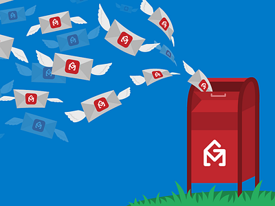 Illustration for GMass email envelope flat gmail gmass illustration mailbox marketing vector