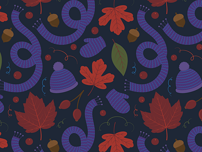 Fall Surface Pattern Design adobe illustrator autumn botanical fall flat illustration nature pattern plants surface pattern vector vector illustration