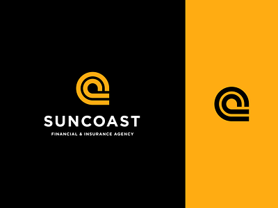 Suncoast Agency aggressive bold coast gotham insurance logo typography typography logo wave yellow