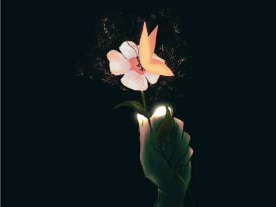 A Dusty Companion art butterfly digital art flower hand illustration procreate