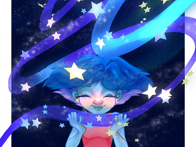 Lil Star Girl art character design digital art illustration procreate space girl stars