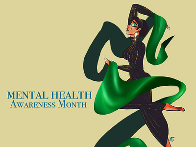 Mental Health Awareness art character design digital art green ribbon illustration procreate