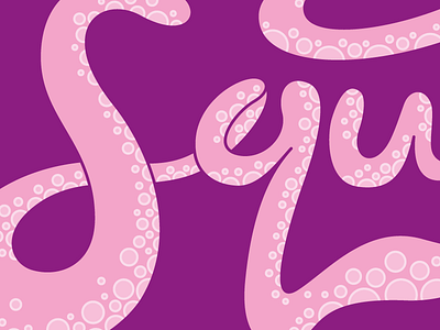 Squid type illustration pink squid tentacle type