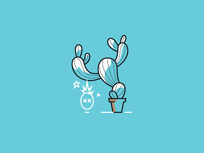 Cactus Hostile takeover cactus icon line pineappel vector