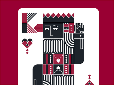 Suicide King abstract cards geometry hearts illustration king playing suicide king vector