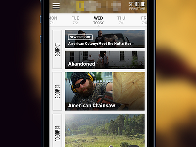 Show Schedule app art design grid ios iphone mobile modular schedule tv