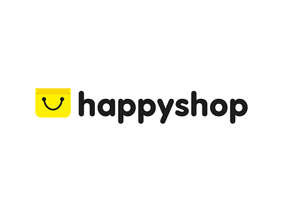 happyshop | logo cart friendly shopping smile yellow
