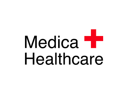 Medica Healthcare | logo black and red clinic health hospital logo medicine simple