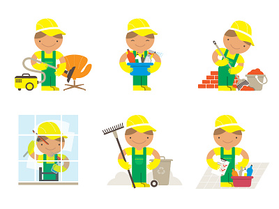 Cleaning Services | Icons set character design cleaner cleaning flat icons
