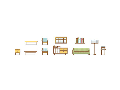 Furniture 2d flat game pixel art vector