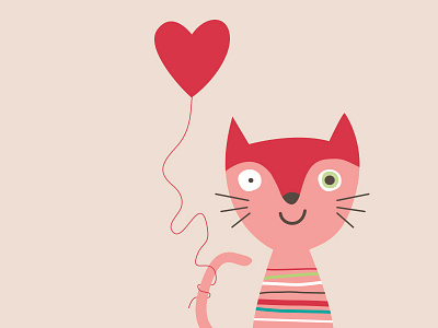 In Love <3 ai cat greeting card heart illustration love smile vector