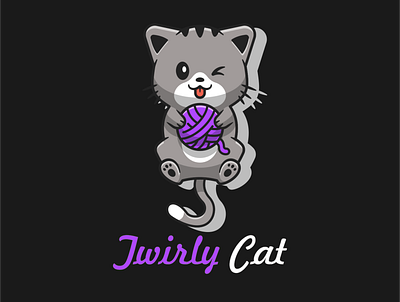 Twirly cat logo! 2d 2d logo cat cat design cat logo design designs graphic designminimal illustration logo logo design logologo design minimal logo minimalist twirly cat