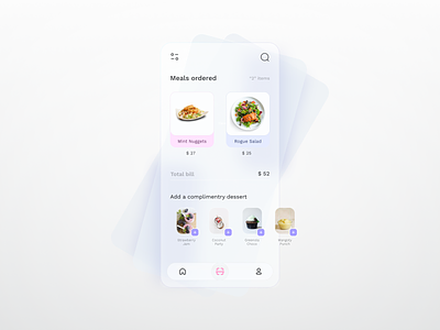 Kiosk Meal Ordering App 2021 android app food food app ui glassmorphism glassy ios minimal mobile app ordering ordering app