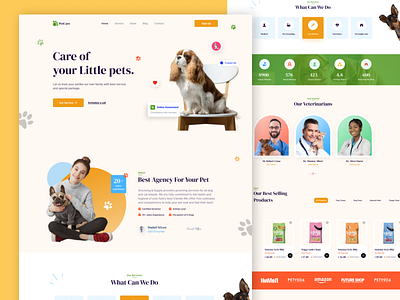 PetCare - Petcare Landing Page animal cat catfood dog dog lovers health homepage landing page mockup pet pet care pet food pet health pets petshop typography ui ux web design website