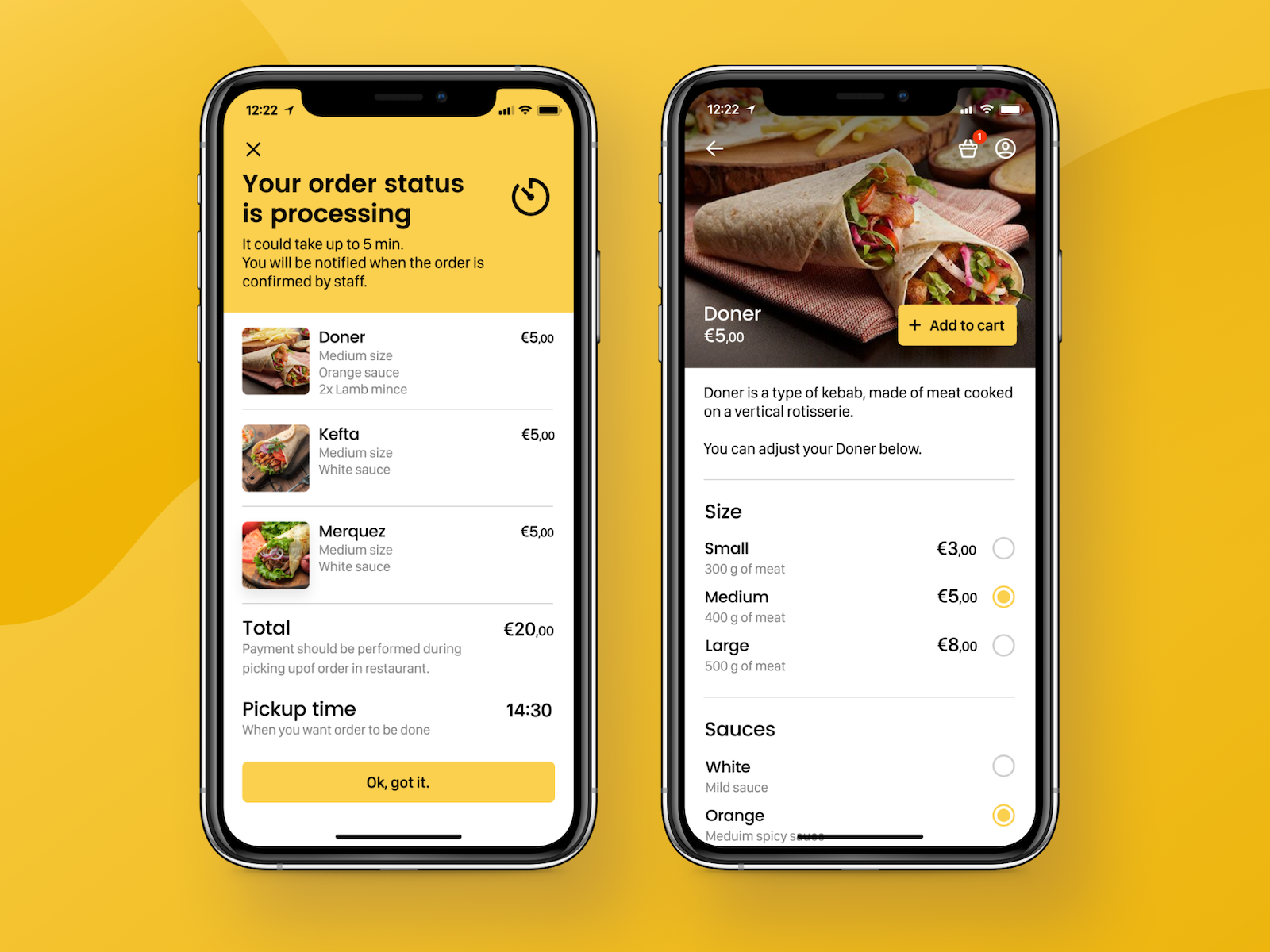 Food Ordering App - Order Summary and Product Screens by Dima Miro on