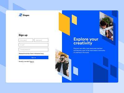 Stages Website - Sign Up app application design form interface login register sign in sign up signin signup startup ui unikorns ux web