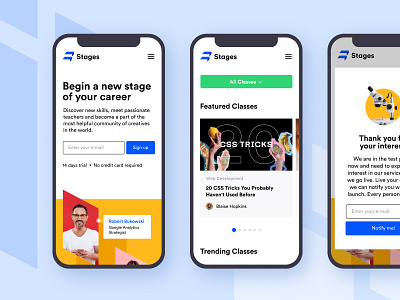 Stages Website - Mobile Screens app application design interface startup ui unikorns ux web