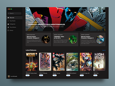 Comic Book Store - Main application interface macos ui ux