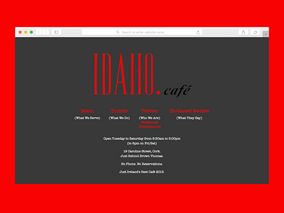 Idaho Café clean freelance homepage landing page layout ui ux web web design website