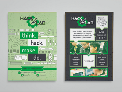 HackLab Ltd - Promotional Flyer children coding design education game design graphic design hacker illustration technology workshops