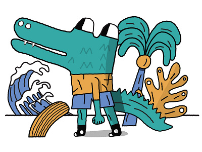 Crocodile got style! beach crocodrile diegomarmolejo illustration marmolejo surf vector