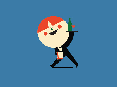 Waiter black blue character clean design illustration illustrator marmolejo red steward vector waiter
