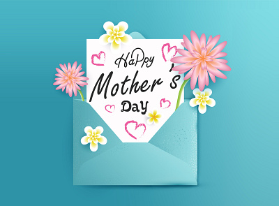 Happy Mother's Day Envelope 3d beautiful card design envelope floral flower gift graphic design greeting happy mothers day illustration logo realistic vector wishes