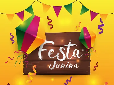 Festa Junina arraiá card event greeting happy poster vector