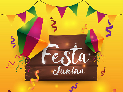 Festa Junina arraiá card event greeting happy poster vector