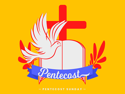 Pentecost Sunday card celebration design greeting poster vector