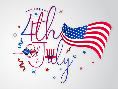 Happy 4th of July Poster 4th of july america beautiful calligraphy card celebration design flag graphic design greeting illustration independence logo poster typography united states us usa vector
