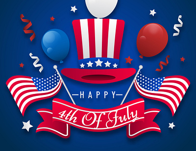 Happy 4th Of July Poster Banner 4th of july america background banner beautiful card design event flag graphic design greeting holiday illustration independence poster template united states us usa vector