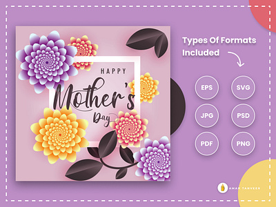 Happy Mother's Day Poster Template background banner beautiful card design event floral graphic design greeting happy happy mothers day illustration mom mother mothers day poster template vector wallpaper wishes