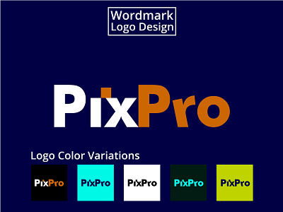 PixPro wordmark logo design, typography logo, letter logo