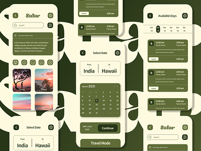 SAFAR. aesthetic app design designer figma graphic design green illustration roboto typography ui ui ux