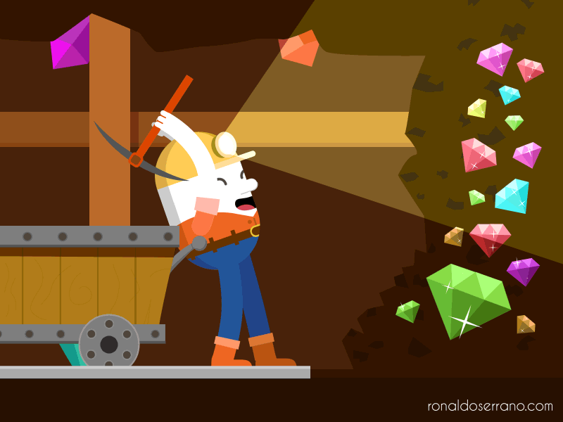 Happy Miner Working 2d animation after effects animation character gif loop motion perfect loop