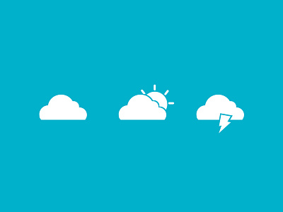 Cloud Icons - Solid clouds sun thunder