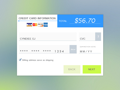 Daily UI #002 - Credit Card Checkout credit card checkout dailyui