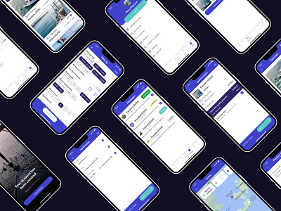 Yacht Booking App Ahoy! Screens. app black blue design mobile app purple ui ux yacht yacht booking