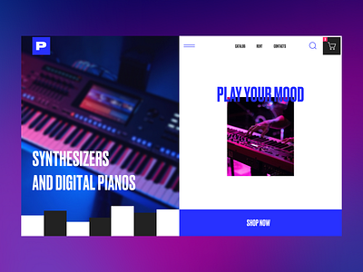 Piano online store creative design digital piano e commerce figma gradient homepage music piano services shop store ui ux web web design website