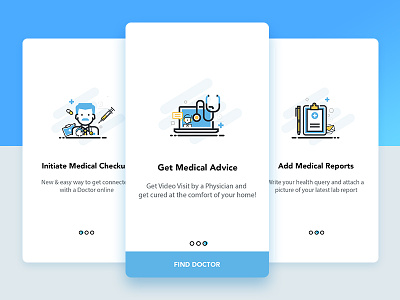 Find a Doctor app Onboarding doctor explainer graphics health illustrations interaction design intro ios onboarding registration signup ui ux