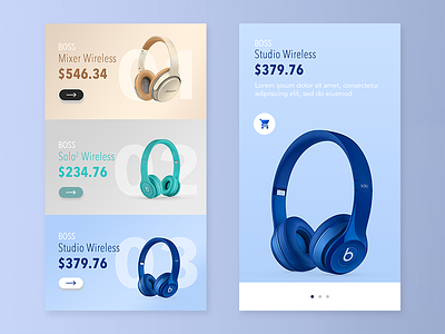 Product Catalog app catalog e-commerce headphone interface ios minimal mobile music products shop ui