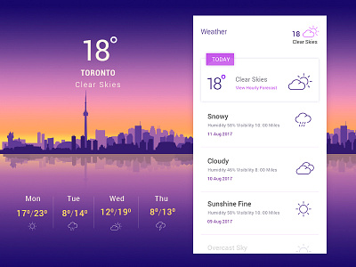 Weather App Concept app color flat icon illustration mobile sun toronto ui ux vector weather