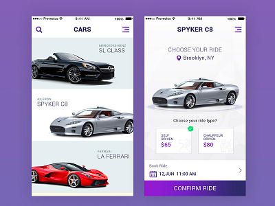 Test Drive Concept app car clean dashboard ios minimal mobile oil ride spyker ui ux