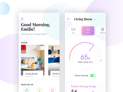 Smart Home App app card control dashboard home interface ios mobile smart stats ui ux