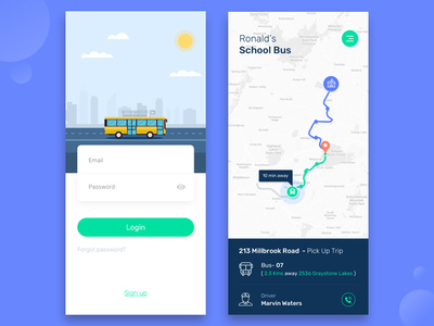 School Bus Tracking App app children safety dashboard design ios location map mobile notifications school bus tracker ui ux