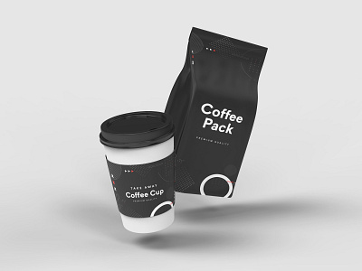 Take Away Coffee Cup Mockup With Coffee Pack 3d animation app branding design graphic graphic design illustration logo ui